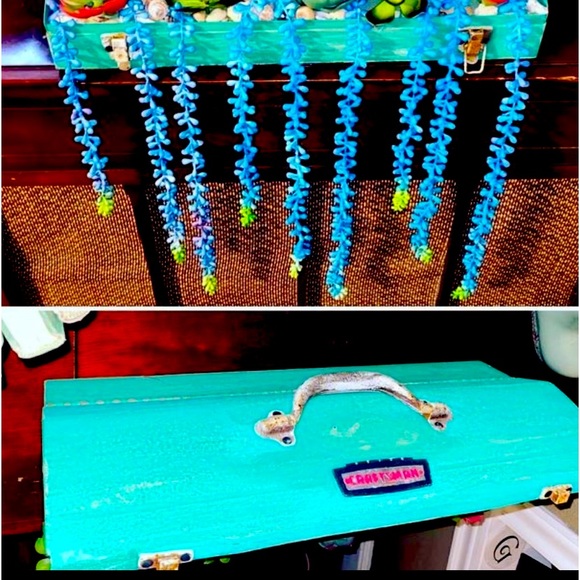 Vintage Craftsman Tool Box, with rustic finish, fake succulents - Picture 2 of 8